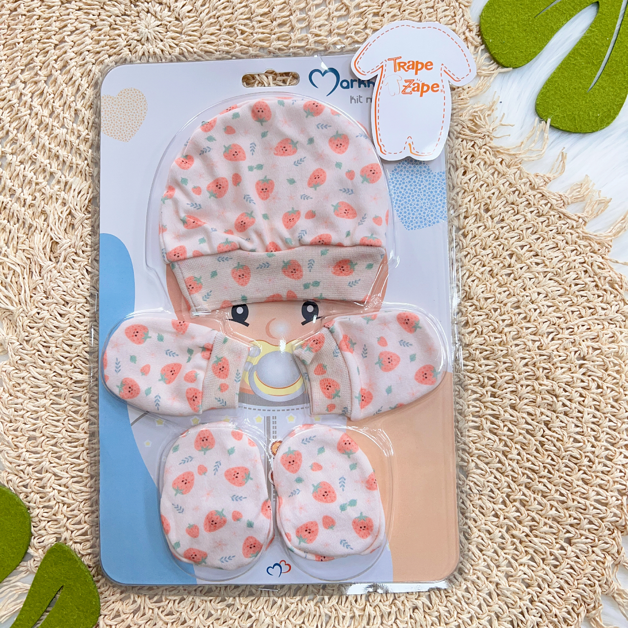 Kit Touca/Luva/Sapatinho - Moranguinho - Rose